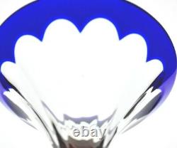2 Faberge Grand Duke Cobalt Blue Cut to Clear Crystal Martini Glass New Signed