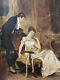 Antique Signed Le Grand Dated 1894 Figural Interior Scene Oil On Canvas Painting