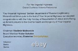 Antique Imperial Russian Monarchical Union Easter Address Grand Duchess Romanov
