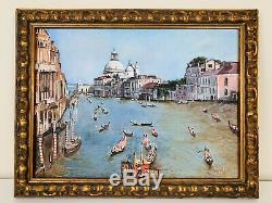Antique Venetian Grand Canal Venice Italy Italian Oil Painting Signed Singer 85
