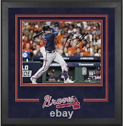 Austin Riley Braves Deluxe FRMD Signed 16x20 2021 WS Champions Hitting Photo