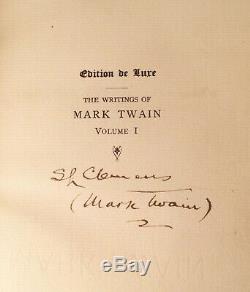 Autographed 22 Vol Set Writings Of Mark Twain / Deluxe Edition 1899