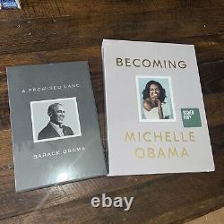 BARACK OBAMA & MICHELLE OBAMA Dual-Signed Deluxe Ed Promised Land + Becoming