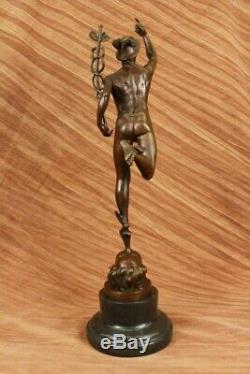 Bronze Sculpture Statue MUSEUM QUALITY GRAND TOUR SIGNED FLYING MERCURY FIGURINE