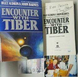 Buzz Aldrin SIGNED book Encounter with Tiber Astronaut AUTOGRAPH Photo + JSA COA