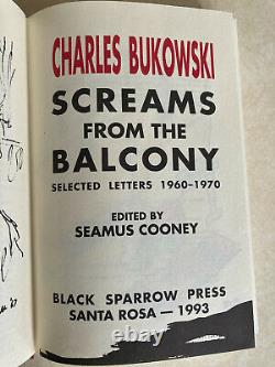 CHARLES BUKOWSKI Screams from the Balcony 1993 1st edition SIGNED 108/300