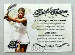 Chris Evert 2018 Leaf Grand Slam Pride Of The Nation Signed Autograph Card Auto