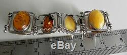 DELUXE 43g sterling silver 925 egg yolk honey amber gemstone bracelet SIGNED PS