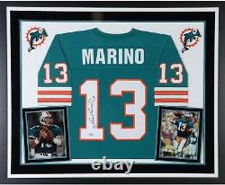 Dan Marino Miami Dolphins Deluxe Frmd Signed Mitchell & Ness Teal Replica Jersey