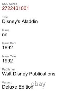Disney's Aladdin Deluxe Edition Comic, CGC 9.6 ss X3