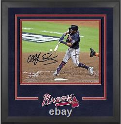 Eddie Rosario Braves Deluxe FRMD Signed 16x20 2021 WS Champions Hitting Photo