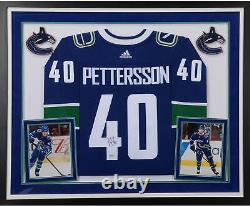 Elias Pettersson Vancouver Canucks Deluxe Framed Autographed Blue Adidas Jersey
