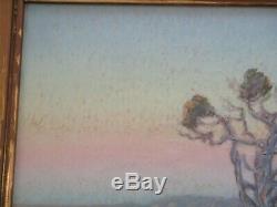 Fine Ferdinand Burgdorff Drawing Pastel Grand Canyon Antique American Desert Old