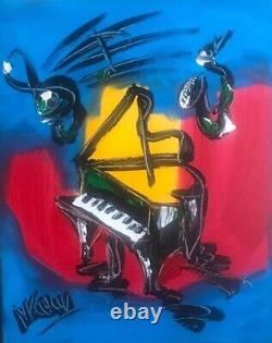 GRAND PIANO Original Oil PAINTING STRETCHED SIGNED Canvas TCVDYO