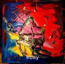 GRAND PIANO Original Oil Painting on canvas IMPRESSIONIST ART WC G5G