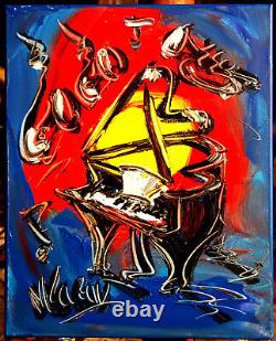 GRAND PIANO Original Signed Painting POP ART IMPRESSIONIST ABSTRACT trhtty