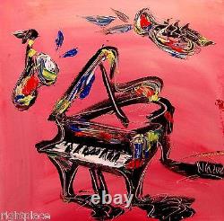 Grand Piano on pink MODERN ABSTRACT ORIGINAL OIL PAINTING BY KAZAV e45yy3