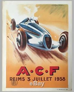 Grand Prix of France at Reims, 1938 multicolor official event poster by Geo Ham