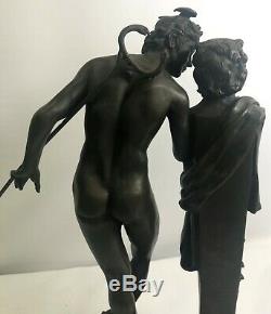 Italian Signed 19C Grand Tour Bronze Sculpture Statue Mercury Hermes Figurine