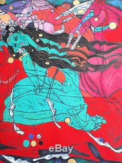 Jiang TieFeng Emerald Lady Delux Edition Artist Embellished Serigraph -1985