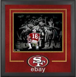 Joe Montana San Francisco 49ers Dlx Frmd Signed 16 x 20 Huddle Spotlight Photo
