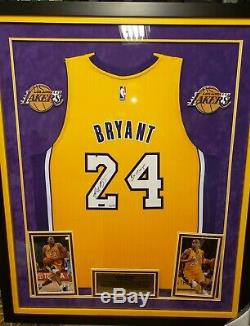 KOBE BRYANT DELUXE FRAMED AUTOGRAPHED AUTHENTIC SWINGMAN JERSEY With5X CHAMP (N/R)