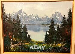 Keith Fay The Grand Tetons Oil Painting on Canvas Listed Wyoming Nebraska Artist