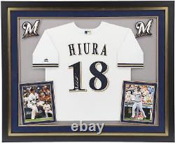Keston Hiura Milwaukee Brewers Deluxe Framed Autographed White Replica Jersey