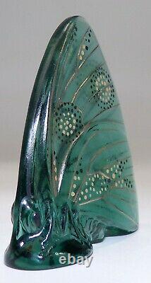 LALIQUE FRANCE CRYSTAL ART GLASS Grand Nacre BUTTERFLY PALE TURQUOISE ENAMEL #1