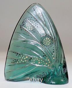 LALIQUE FRANCE CRYSTAL ART GLASS Grand Nacre BUTTERFLY PALE TURQUOISE ENAMEL #1