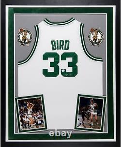 Larry Bird Boston Celtics Autographed Deluxe Framed Adidas Swingman White Jersey