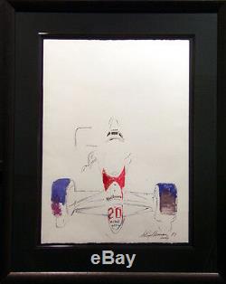 LeRoy Neiman Indy Grand Prix Cart Racing Signed Original Watercolor Painting