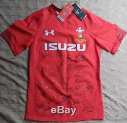 Look! Wales Grand Slam 2019 Squad Signed Rugby Shirt/jersey/maillot/historic