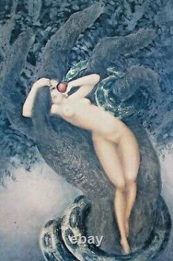 Louis Icart Offset Lithograph Grand Eve Beautiful Nude with Apple and Snake