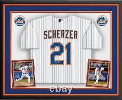 Max Scherzer New York Mets Deluxe Framed Signed White Nike Replica Jersey