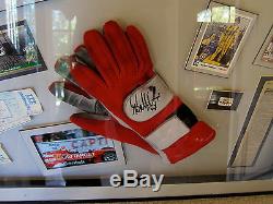 Michael Andretti Autographed Framed Race Worn Gloves 1996 Detroit Grand Prix