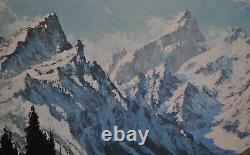 Mountain Landscape Oil Painting Grand Teton in Snow Wyoming Roy Kerswill