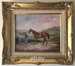 Original Irish Art Oil On Board Painting Horse Kellsboro Jack Grand National Win