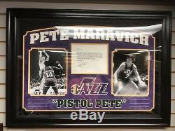 Pistol Pete Maravich, Autographed (JSA) Deluxe Frame (Scarce)