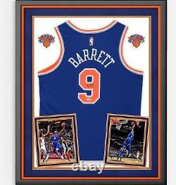 RJ Barret New York Knicks Deluxe Framed Autographed Blue Nike Swingman Jersey