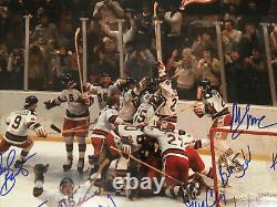 Rare Miracle on Ice USA 1980 Team Signed 16x20 Photo Deluxe Flag Framed JSA COA