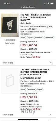 Rare Signed The Art of Tim Burton Signed Deluxe Book + Hand Signed Lithograph