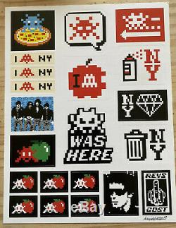 SPACE INVADER SIGNED Stuck Up Deluxe Sticker Sheet Limited 200 FREE UK Postage