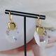 Signed Celine Grand Volume Earrings In Brass With Gold Finish And Crystal