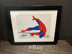 Spider-Man Deluxe signed Stan Lee Animation Cel framed Marvel With PSA/DNA COA