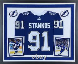 Steven Stamkos TB Lightning Deluxe Framed Signed Blue Authentic Jersey