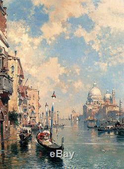 Stunning Oil painting Franz Richard Unterb The Grand Canal Venice & canoe church