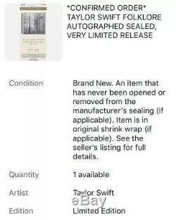 Taylor Swift hand-signed In The Trees Folklore limited edition deluxe cd Rare