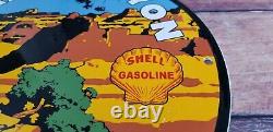 Vintage Shell Gasoline Porcelain Grand Canyon Service Station Pump Plate Sign