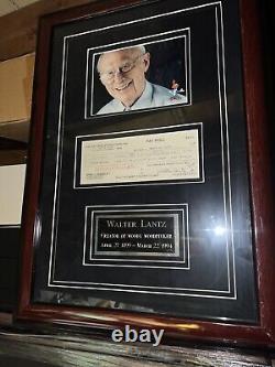 WALTER LANTZ Woody Woodpecker Signed Pay Roll Check Deluxe Custom Frame Suede